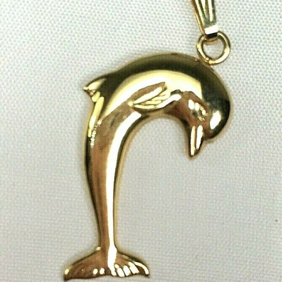 Dolphin Pendant 14K Gold 1.2 Gm - Picture 1 of 11